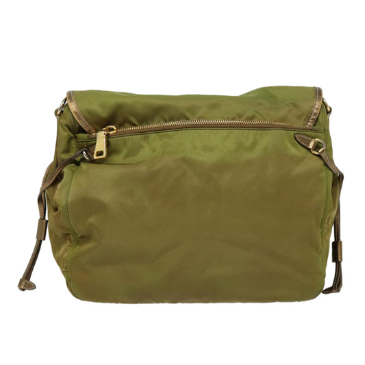 Luxury Prada Shoulder Bag Nylon Khaki Gold 87763