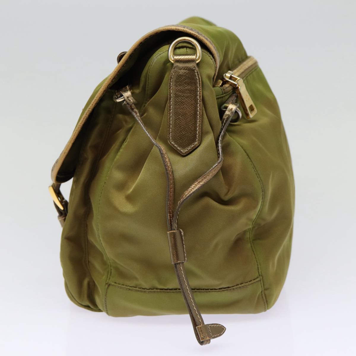 Luxury Prada Shoulder Bag Nylon Khaki Gold 87763