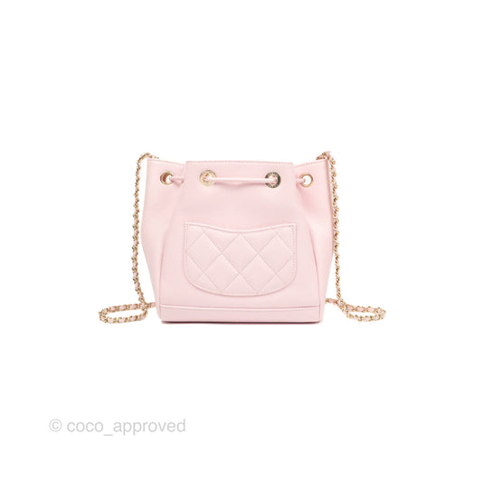 Chanel Business Affinity Drawstring Bucket Bag Light Pink Caviar Gold Hardware