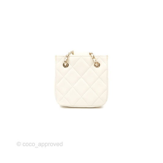 Chanel Mini Square Clutch with Chain Ivory Lambskin Gold Hardware 22C