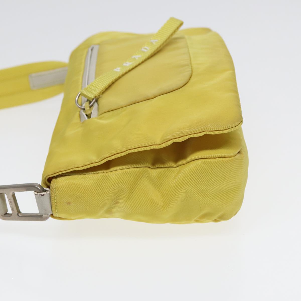 Luxury Prada Shoulder Bag Nylon Yellow Silver 88093