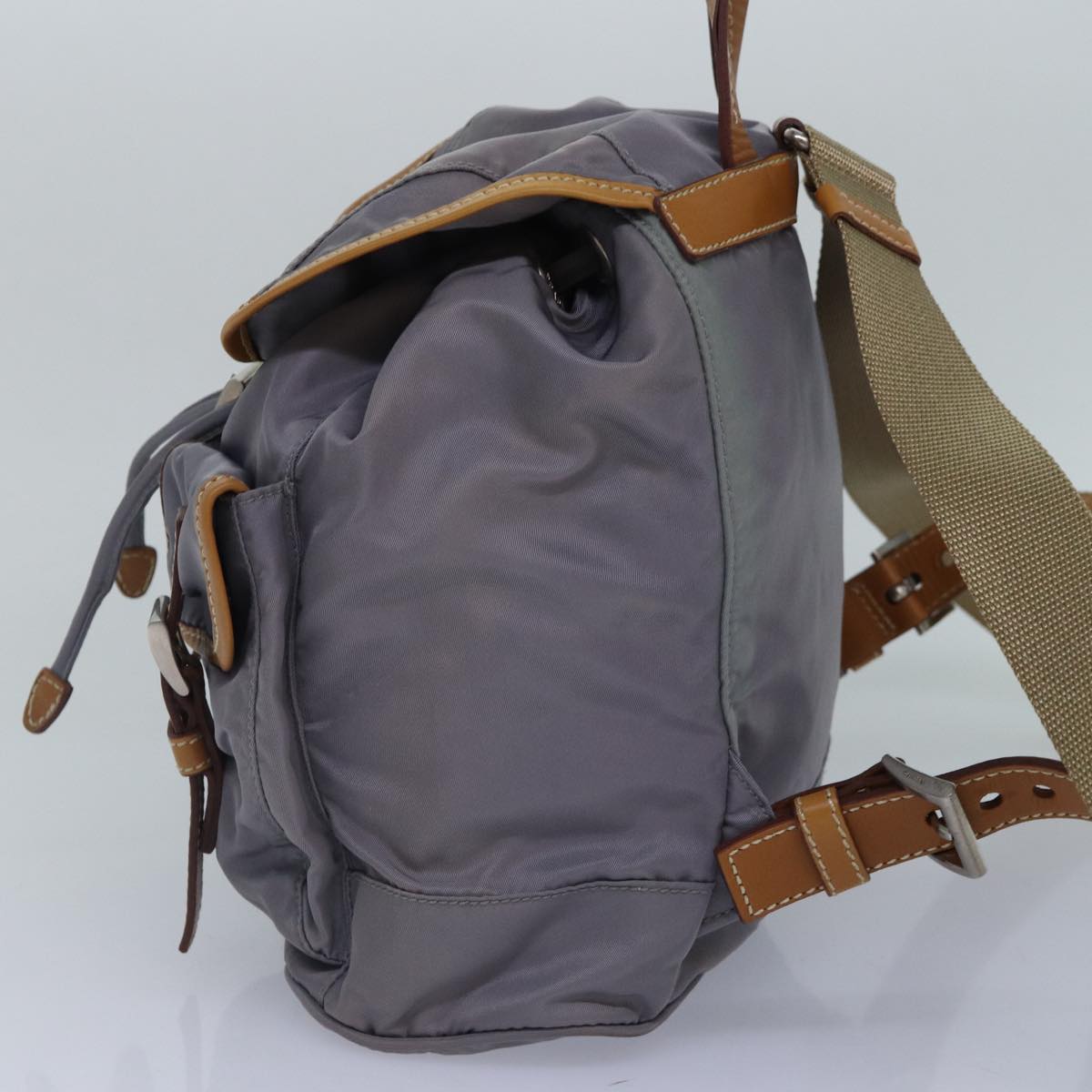 Luxury Prada Backpack Nylon Leather Purple Gray Silver 88095