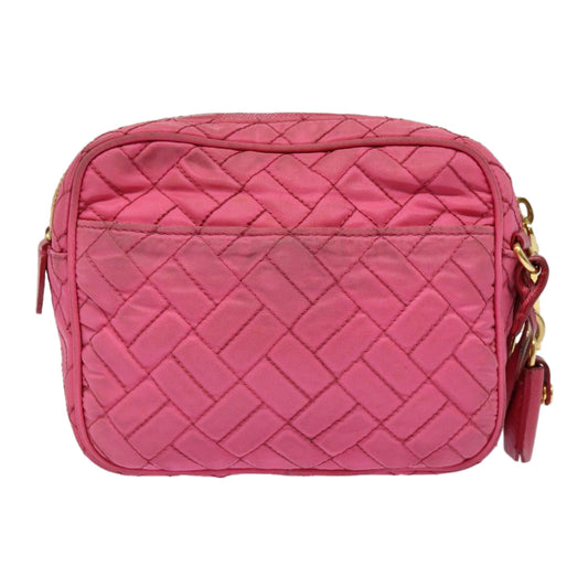 Luxury Prada Quilted Shoulder Bag Nylon Pink Gold 88102