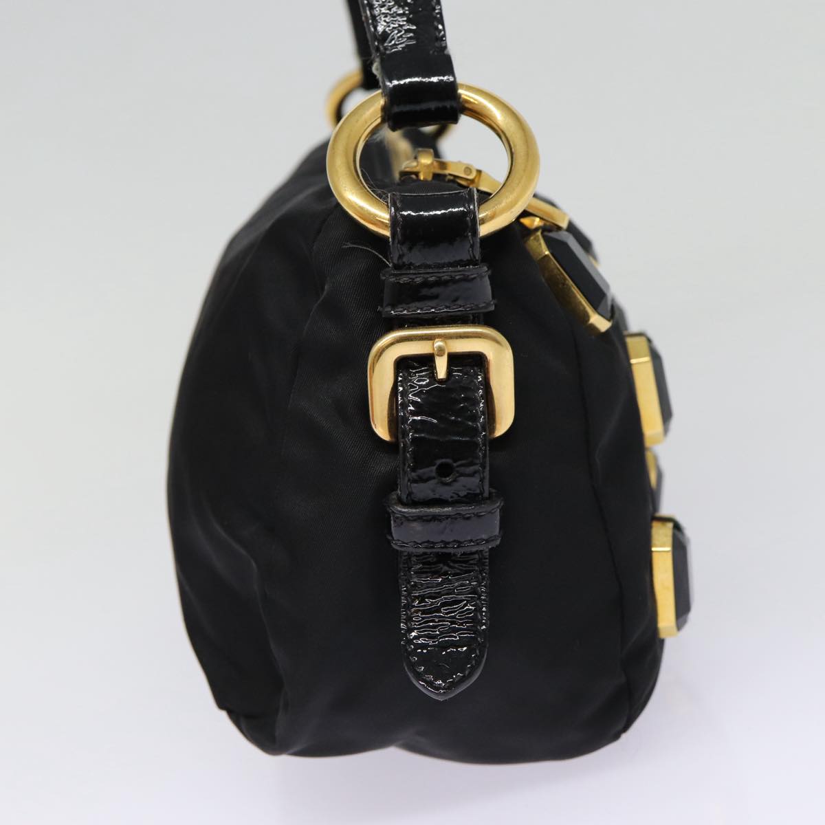 Luxury Prada Shoulder Bag Nylon Black Gold 88103