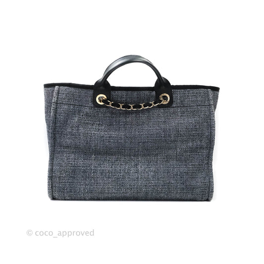 Chanel Large Deauville Charcoal Grey Canvas