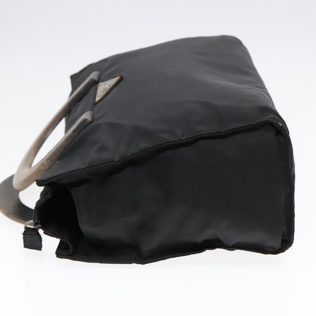 Luxury Prada Wood Hand Bag Nylon Black Silver 88225
