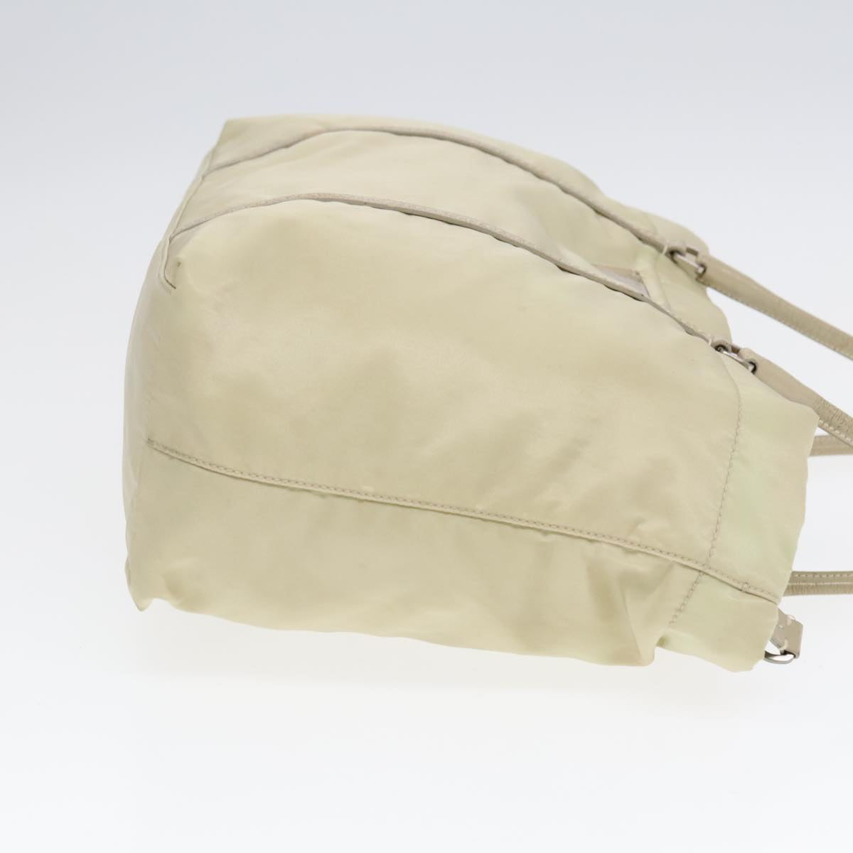Luxury Prada Tote Bag Nylon Leather Beige Silver 88226