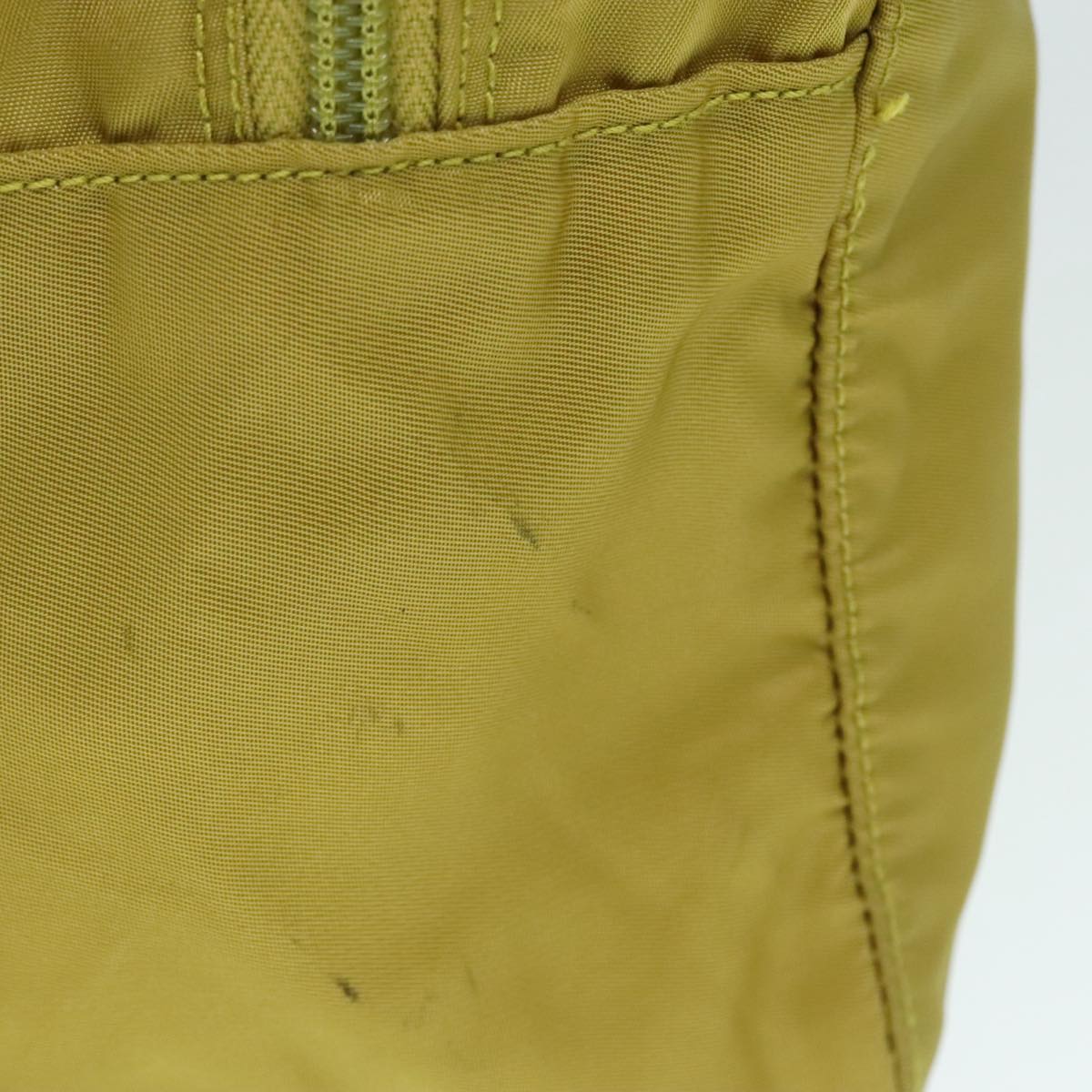 Luxury Prada Hand Bag Nylon Lime Yellow Silver 88227