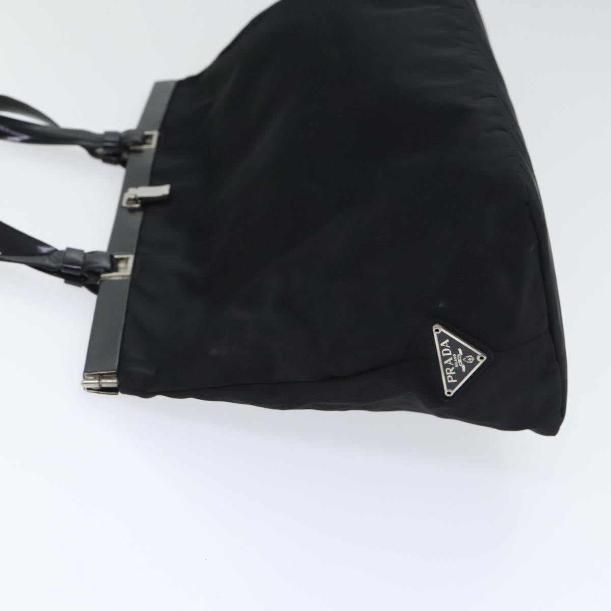 Luxury Prada Tote Bag Nylon Black Silver 88231