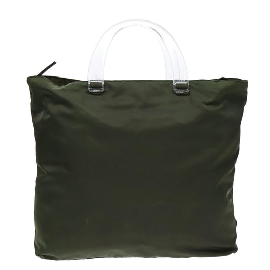Luxury Prada Hand Bag Nylon Green Clear Silver 88240