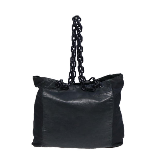 Luxury Prada Chain Shoulder Bag Nylon Leather Black 88345