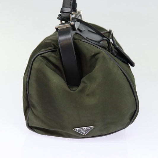 Luxury Prada Hand Bag Nylon Khaki Silver 88423