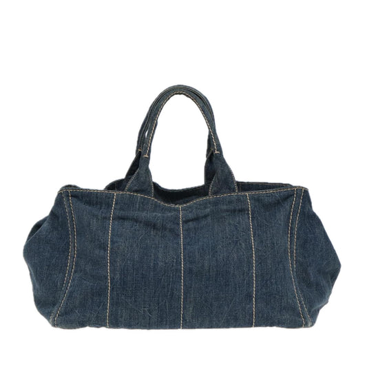 Luxury Prada Canapa GM Hand Bag Denim Blue Gold 88472
