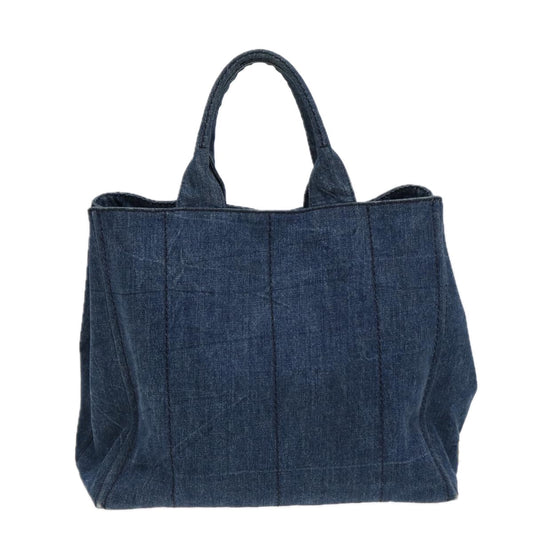 Luxury Prada Canapa Tote Bag Denim Blue Gold 88512