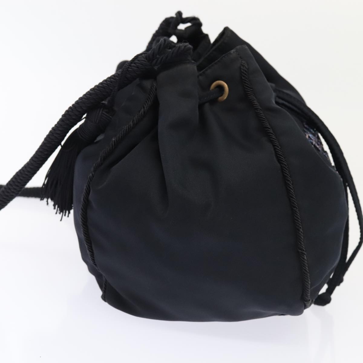 Luxury Prada Shoulder Bag Nylon Navy Gold 88551