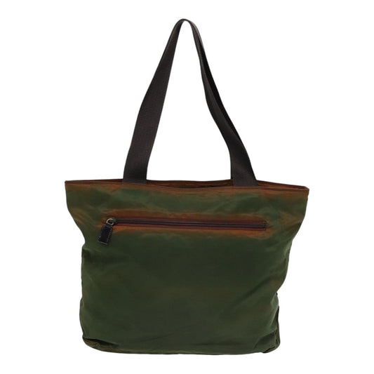 Luxury Prada Tote Bag Nylon Green Brown Silver 88715