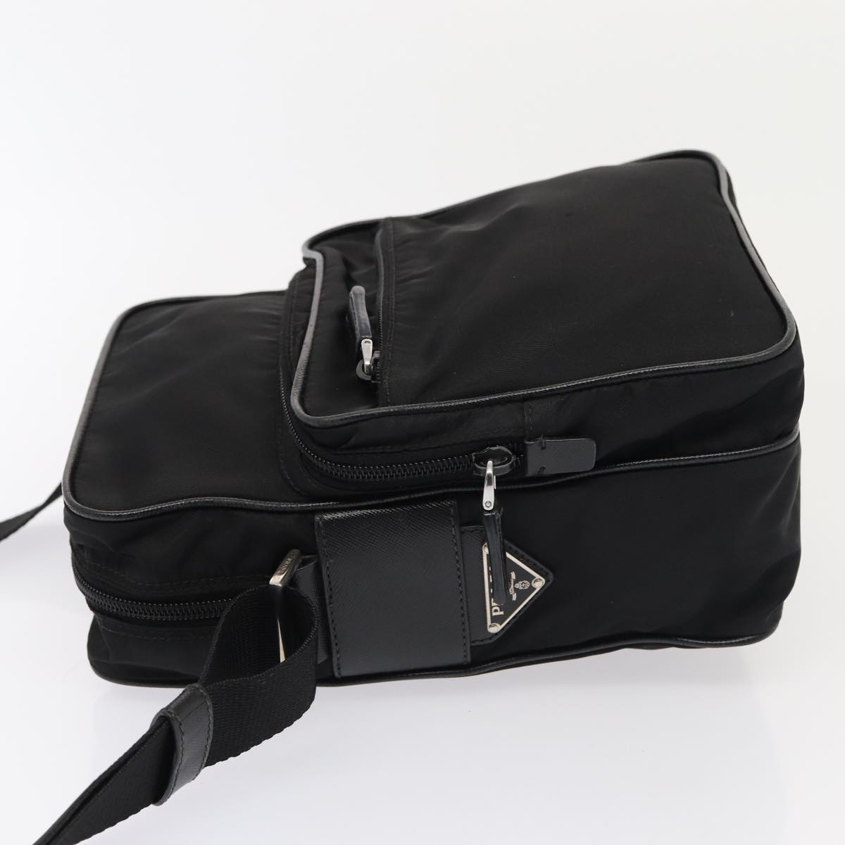 Luxury Prada Shoulder Bag Nylon Black Silver 88794