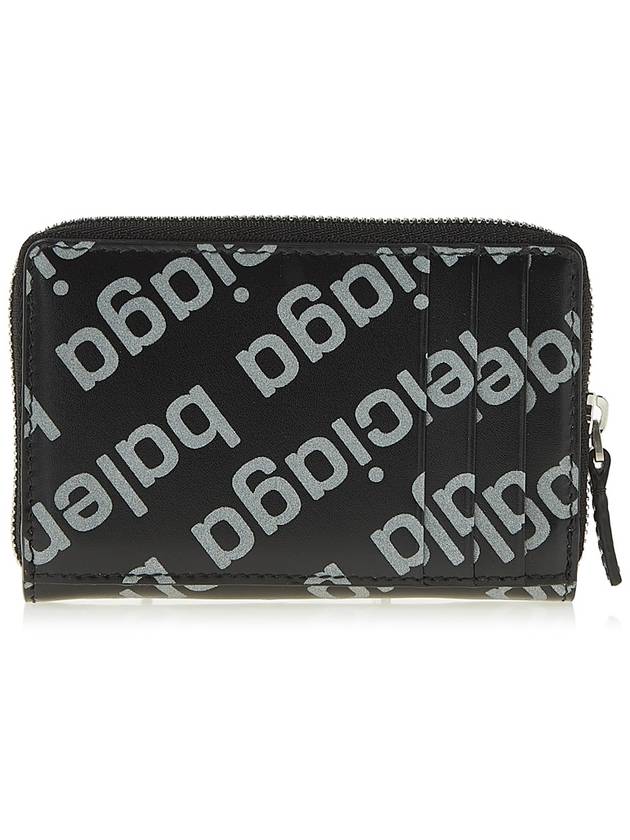 Luxury Balenciaga All Over Logo Zip Around Half Wallet Black