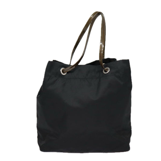 Luxury Prada Tote Bag Nylon Black Brown Silver 89044