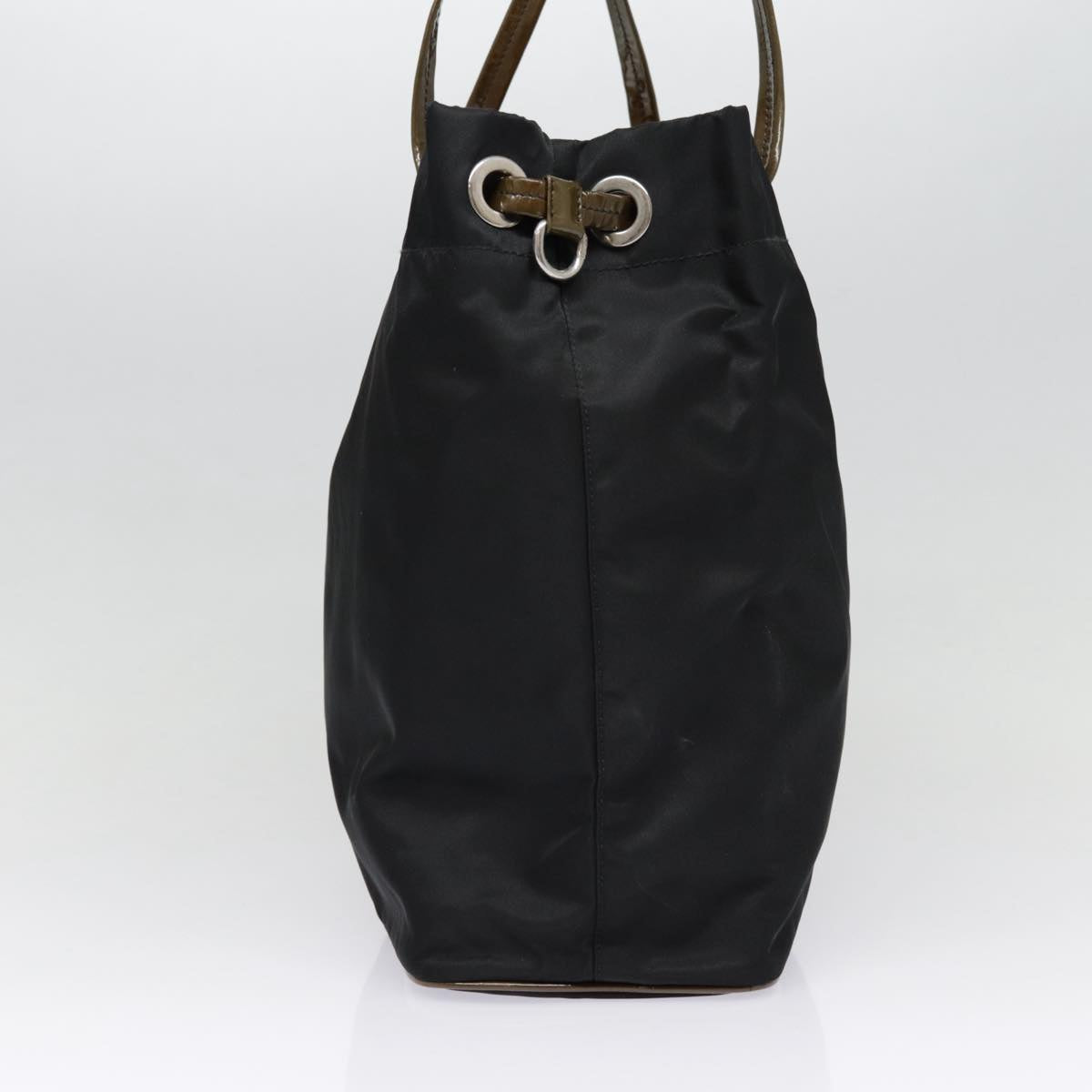 Luxury Prada Tote Bag Nylon Black Brown Silver 89044