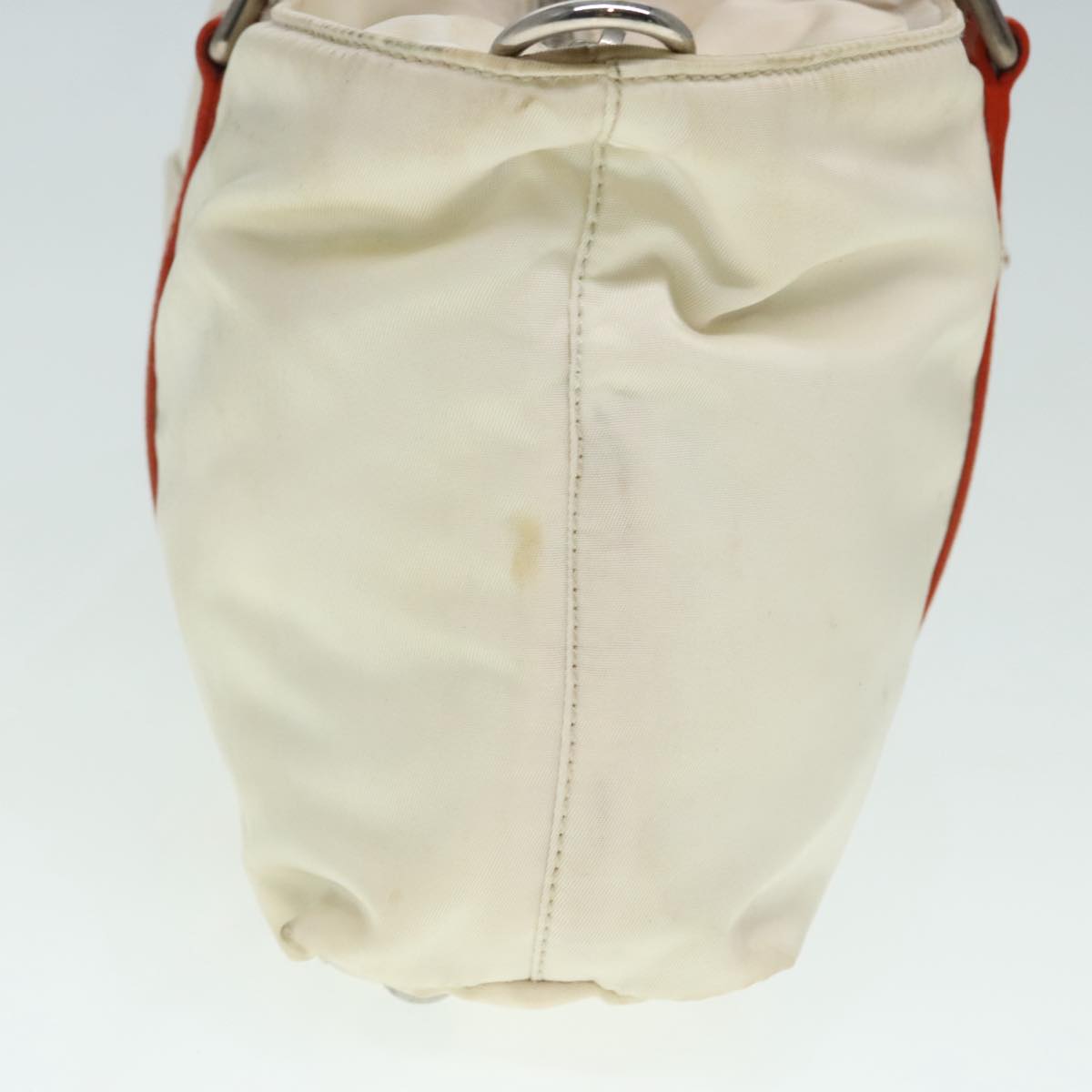 Luxury Prada Hand Bag Nylon 2way Cream Silver 89096