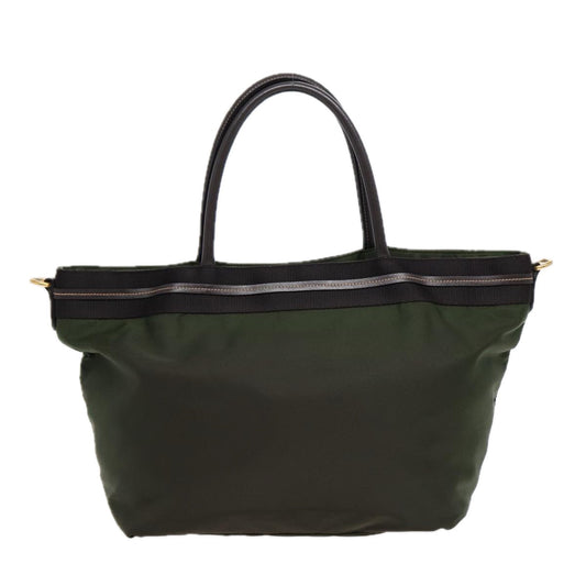 Luxury Prada Hand Bag Nylon 2way Khaki Gold 89132
