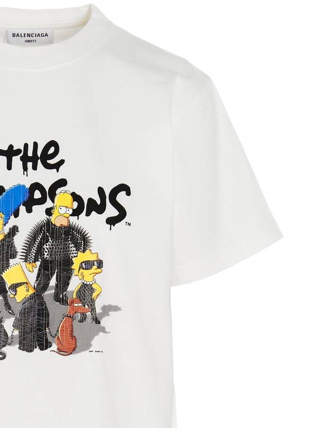 Luxury Balenciaga WoMen's The Simpsons Printing Small Fit Short Sleeve T-Shirt White