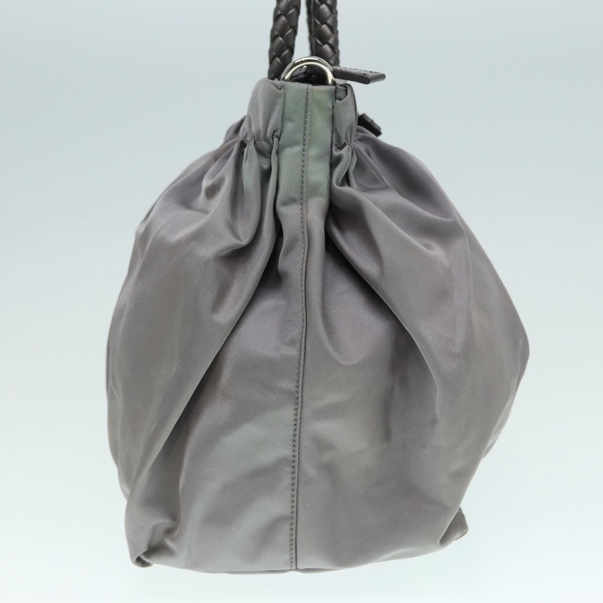 Luxury Prada Hand Bag Nylon 2way Silver Gray 89250
