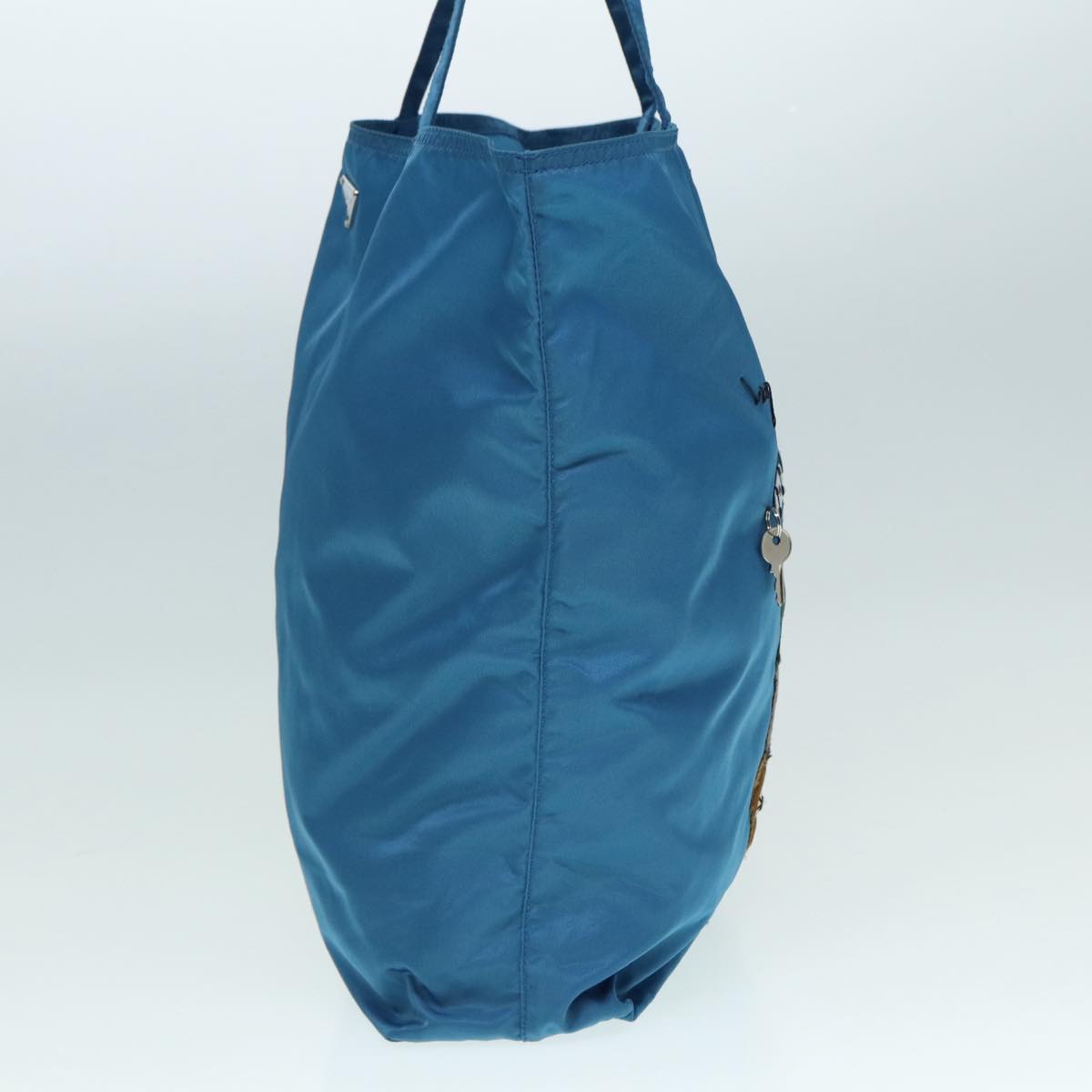 Luxury Prada Tote Bag Nylon Blue Silver 89252