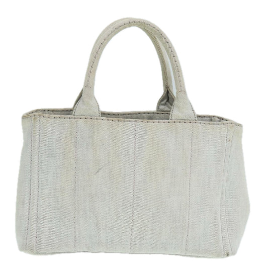 Luxury Prada Canapa PM Hand Bag Canvas 2way Gray Gold 89520