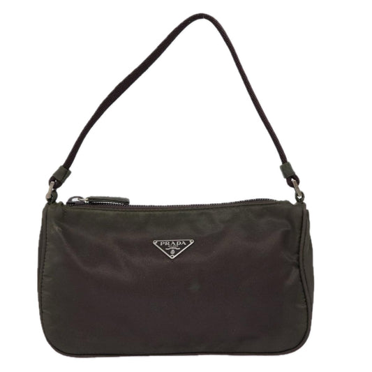 Luxury Prada Accessory Pouch Nylon Khaki Silver 89521