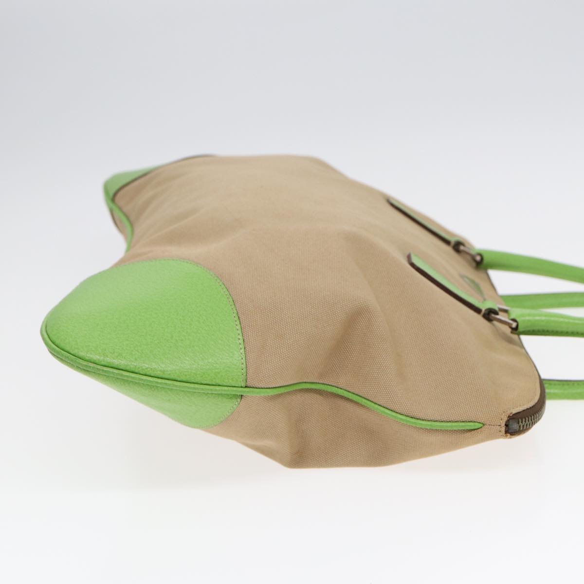 Luxury Prada Shoulder Bag Canvas Beige Silver Green 89561