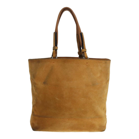 Luxury Prada Tote Bag Suede Brown Silver 89613