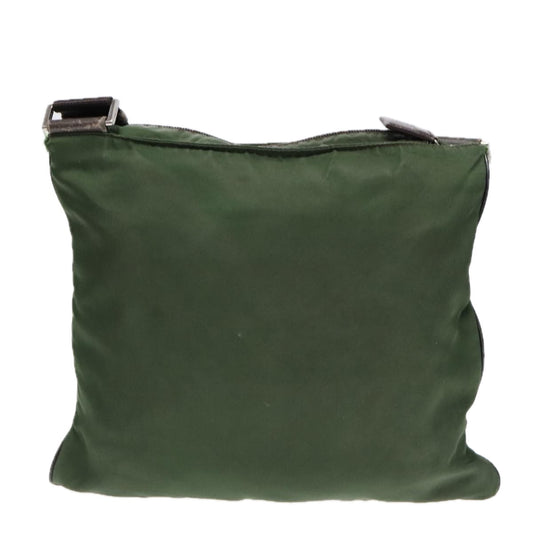 Luxury Prada Shoulder Bag Nylon Khaki Brown Silver 89614