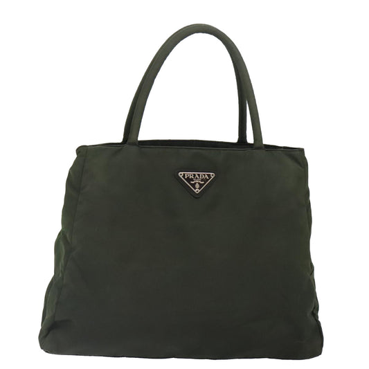 Luxury Prada Tote Bag Nylon Khaki Silver 89615