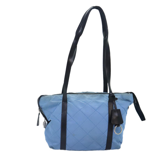 Luxury Prada Shoulder Bag Nylon Leather Blue Black Silver 89616