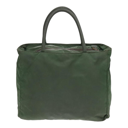 Luxury Prada Tote Bag Nylon Khaki Silver 89618