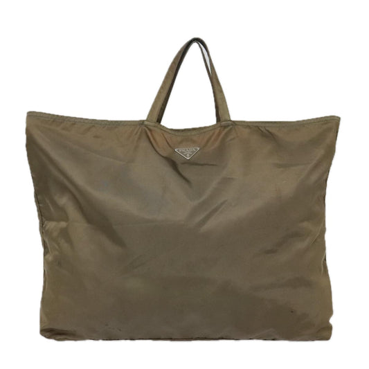 Luxury Prada Tote Bag Nylon Khaki Silver 89785