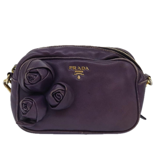 Luxury Prada Shoulder Bag Leather Purple 89794