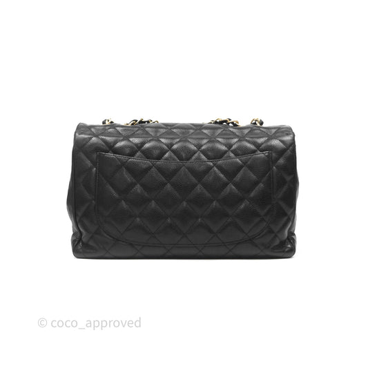 Chanel Jumbo Single Flap Black Caviar Gold Hardware