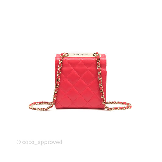 Chanel Mini Quilted Trendy CC Clutch With Chain Red Lambskin Gold Hardware