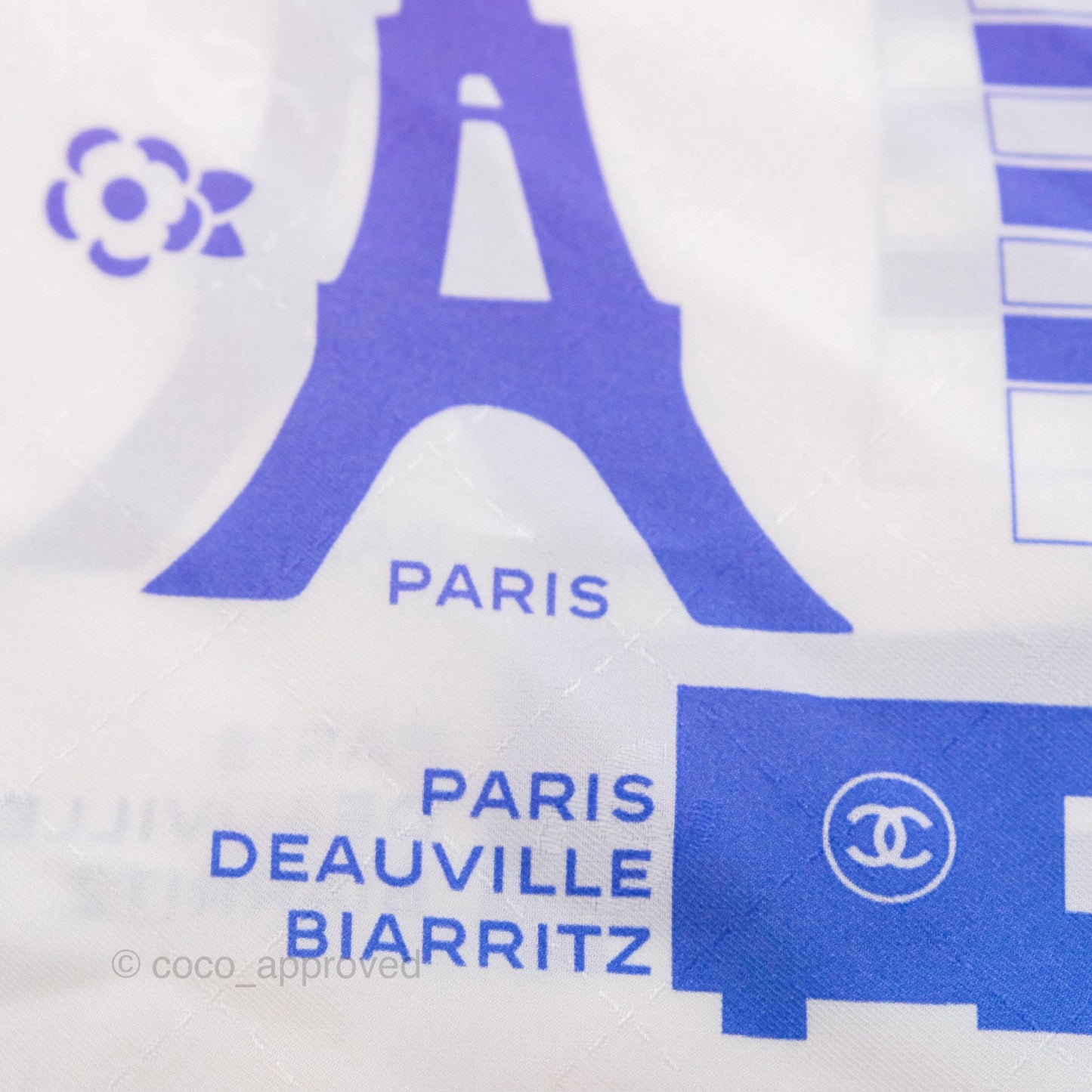 Chanel Silk Scarf 90cm White Gradient Blue Purple