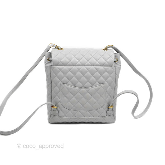 Chanel Large Quilted Urban Spirit Backpack Grey Gold Hardware