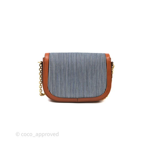 Celine Medium Chain Maillon Triomphe Canvas Tan Calfskin