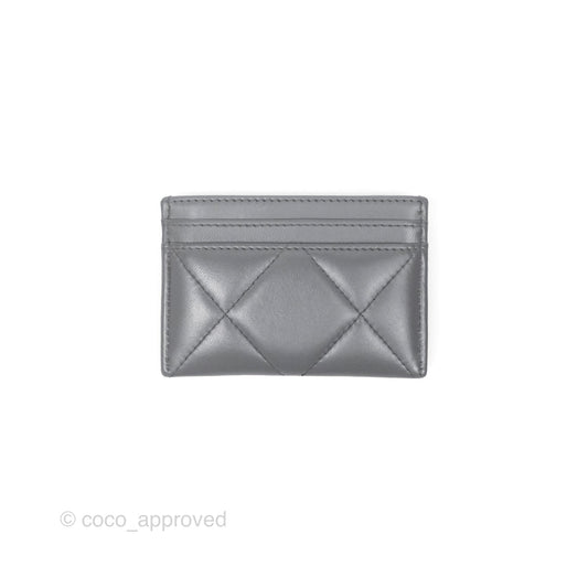 Chanel 19 Quilted Flat Card Holder Dark Grey Lambskin