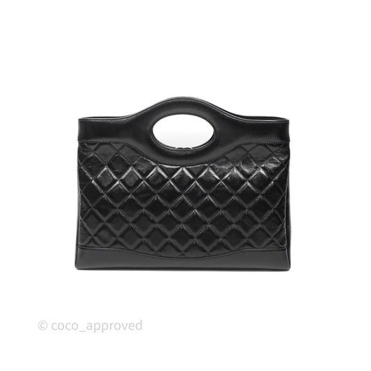 Chanel 31 Medium Hobo Black Shiny Crumpled Lambskin Gold Hardware 24S