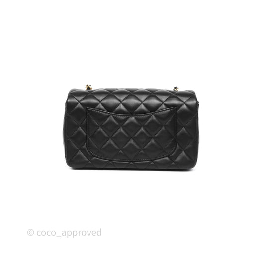 Chanel Mini Rectangular Quilted Black Lambskin Gold Hardware