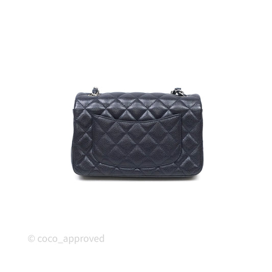 Chanel Mini Rectangular Quilted Dark Navy Caviar Silver Hardware