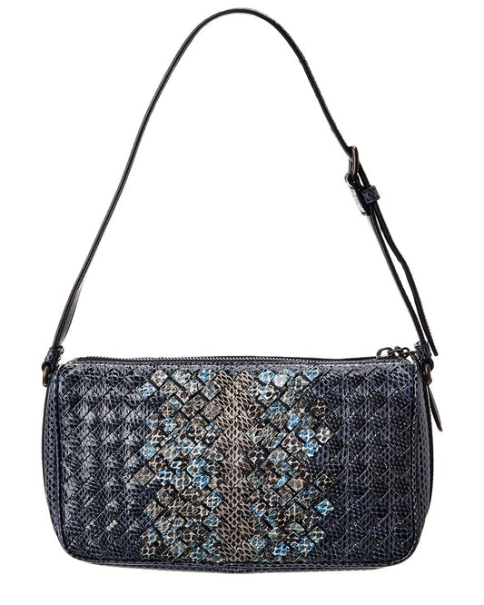 Luxury Bottega Veneta Intrecciato Snakeskin Shoulder Bag