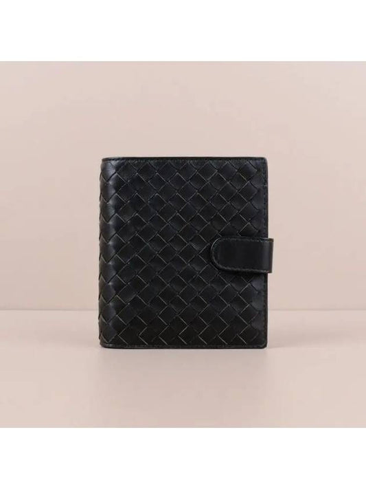 Luxury Bottega Veneta Intrecciato Nappa Half Wallet Black